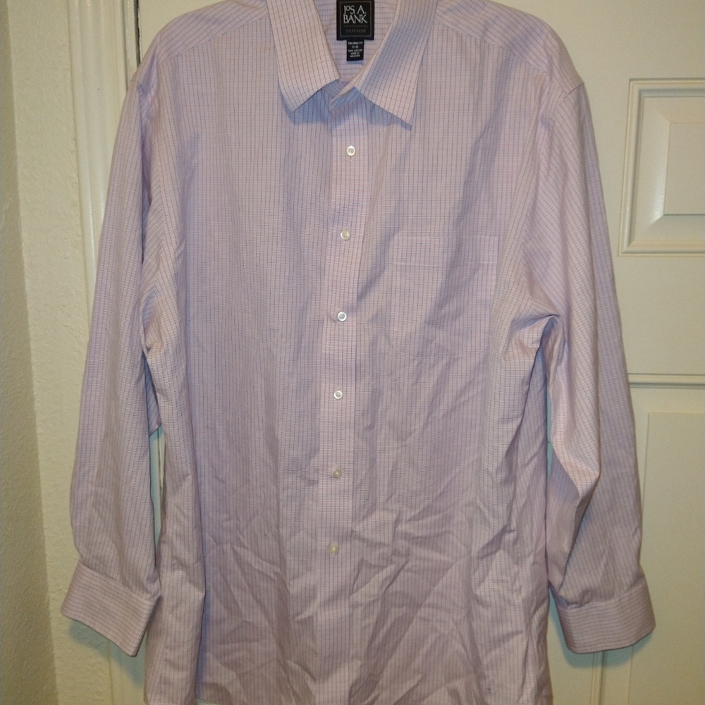 Jos A Bank Traveler Tailored Fit Long Sleeve Button Up Shirt Men's sz 17-33.